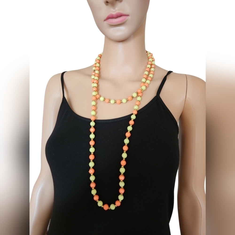 1970's Neon Orange & Green Plastic Beads